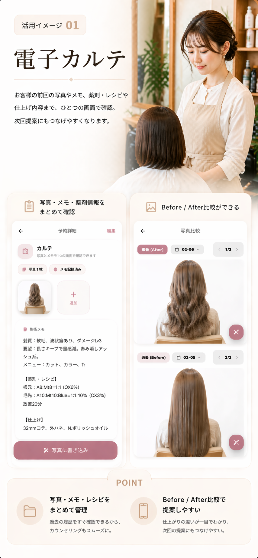 ヘアサロンの電子カルテイメージ